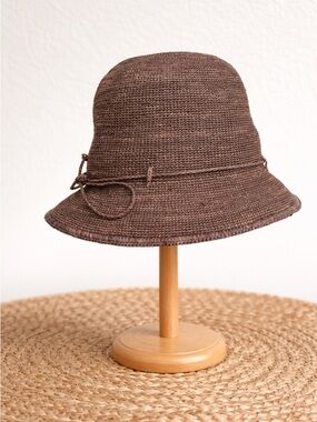 Jaden Rael Raffia Bucket Hat Brown Handmade Madagascar Boho Summer Sun Hat M